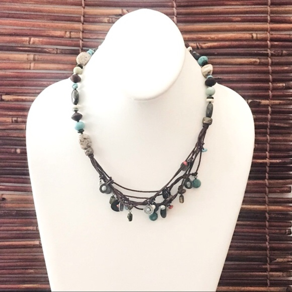Silpada Leather Cord & Stone Necklace